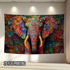 1pc 2D Flat Bohemian Galactic Elephant Design Tapestry Cloth, Elegant Wall Tapes