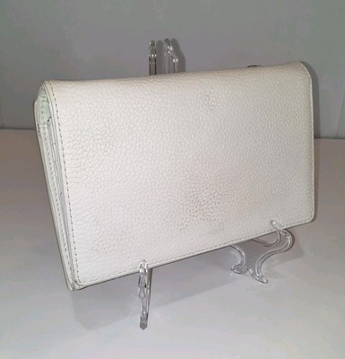 AllSaints Fetch Ecru Ivory Pebbled Leather Clutch Wallet Designer Handbag Bag