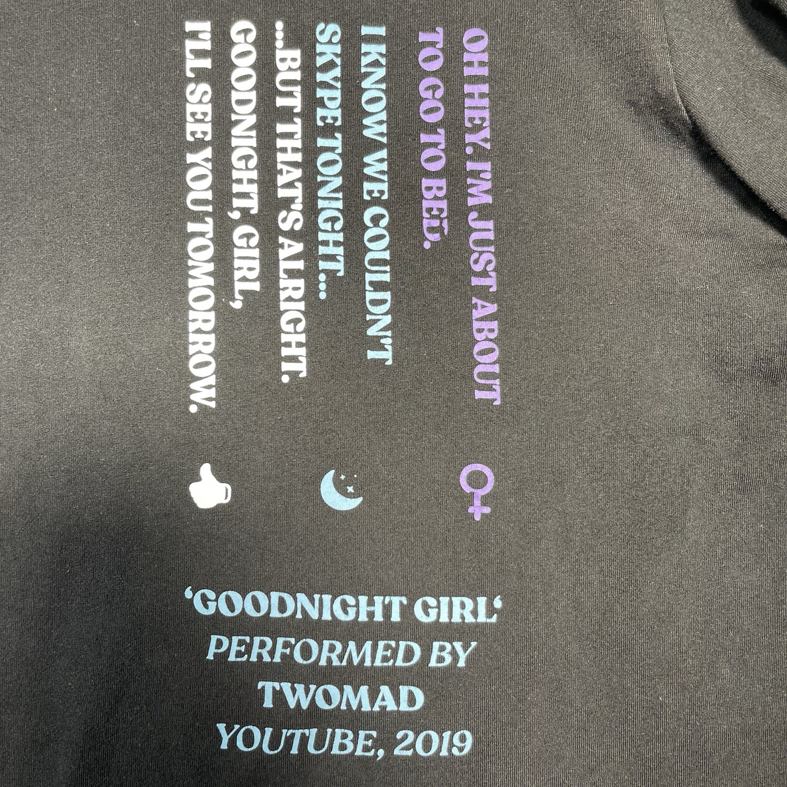 Twomad Goodnight Girl Long Sleeve T Shirt Black Size 2XL Youtuber RARE HTF RIP image 3