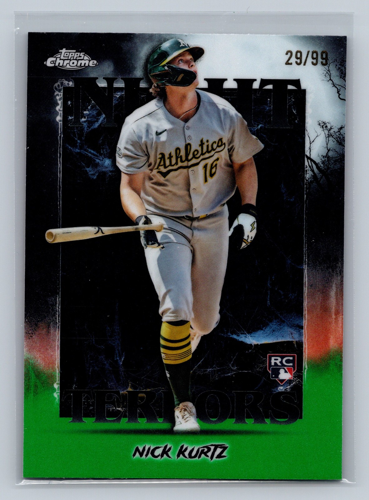 2025 Topps Chrome Update #NT-5 Nick Kurtz Night Terrors green /99