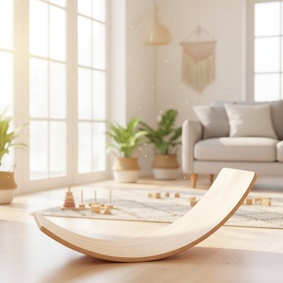Montessori Style Balance Board, Natural Wood Toy for Creative Play and Learning