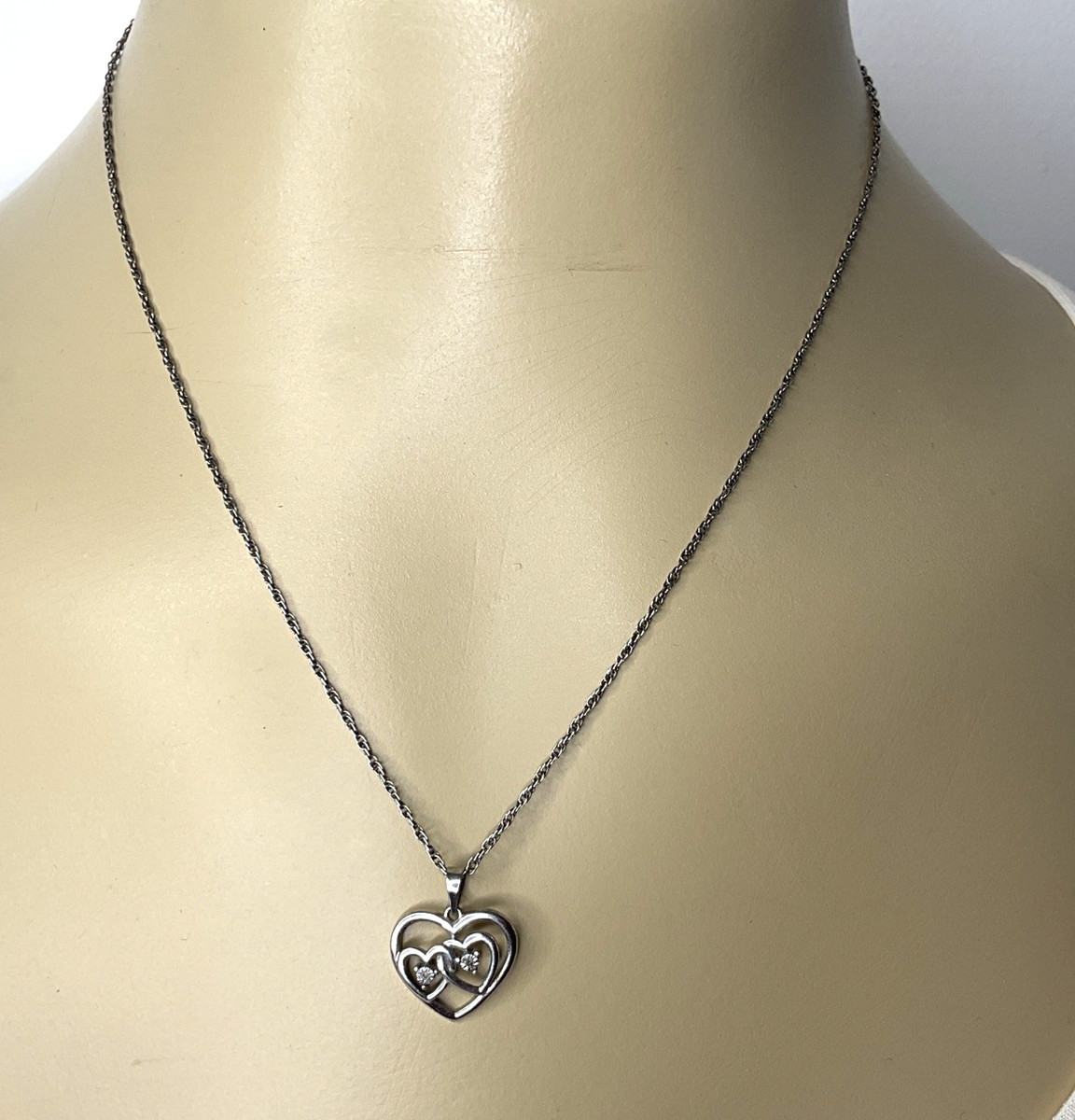 Sterling Silver 925 AU Triple Heart Diamond Pendant Necklace 349 View 2