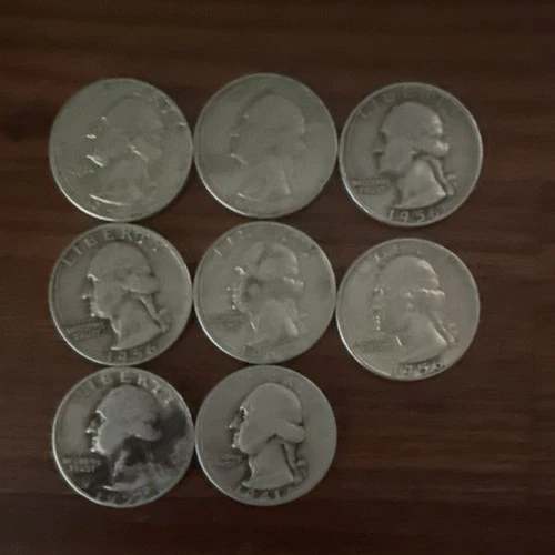 $2 FV Washington Silver Quarters 25C Lot 1953-1962 Circulated Variety 90% silver