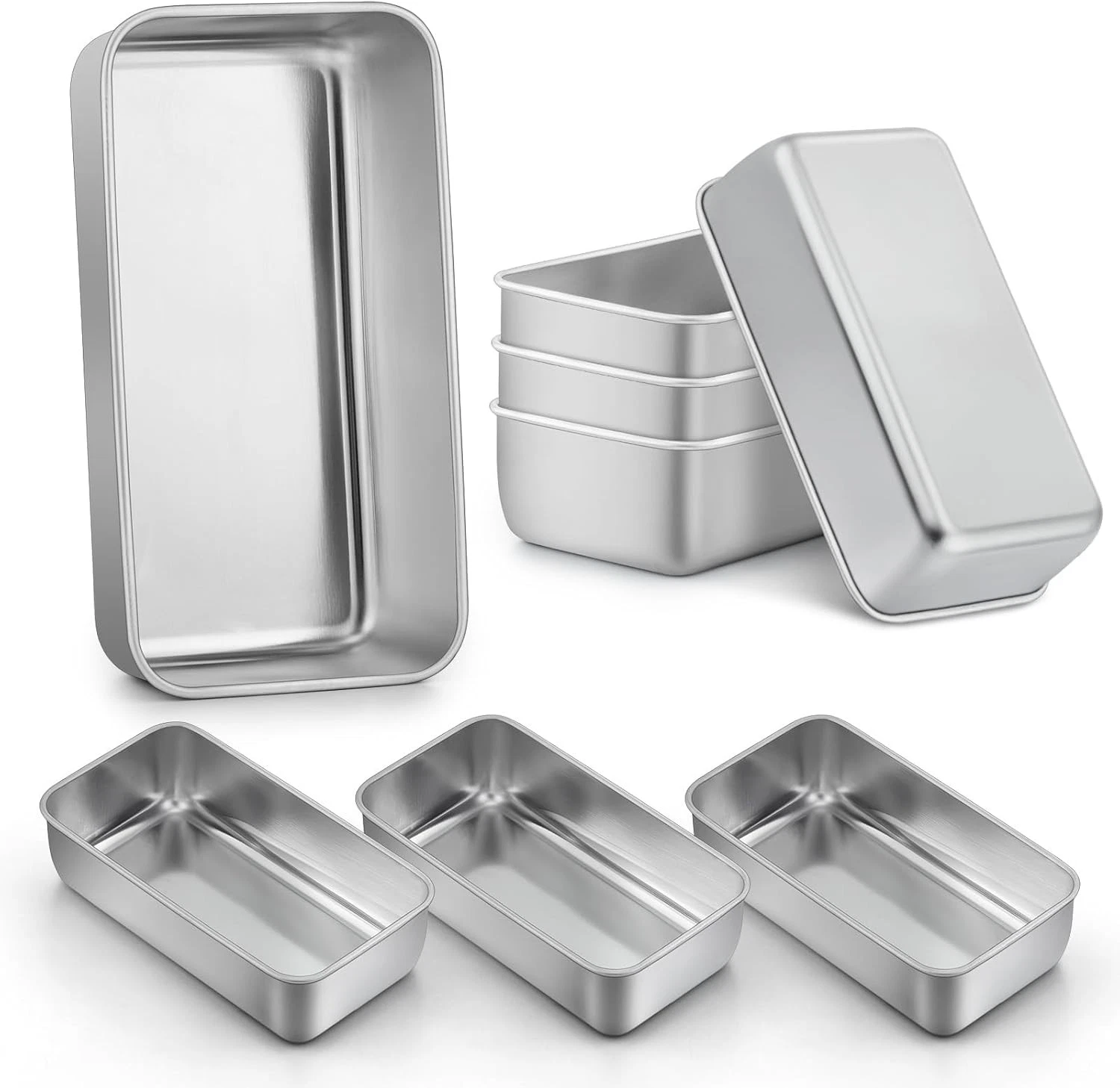 LIANYU 8 Pack Loaf Pans 9x5 Inch Stainless Steel Bread Baking Tins Set