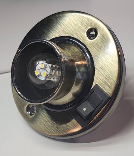 NEW RV 12 VOLT DIRECTIONAL READING LIGHT ANTIQUE BRASS w/ SWITCH LED 12V L8022