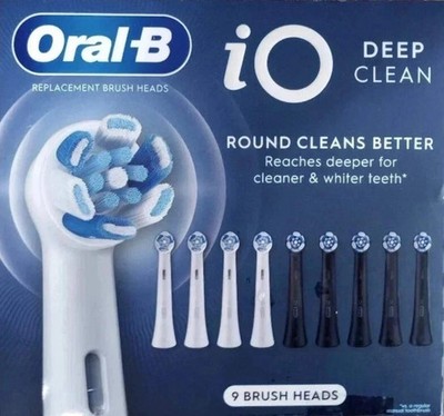 Oral-B iO Deep Clean Replacement Toothbrush Heads 8-Pack 4-White 4-Black