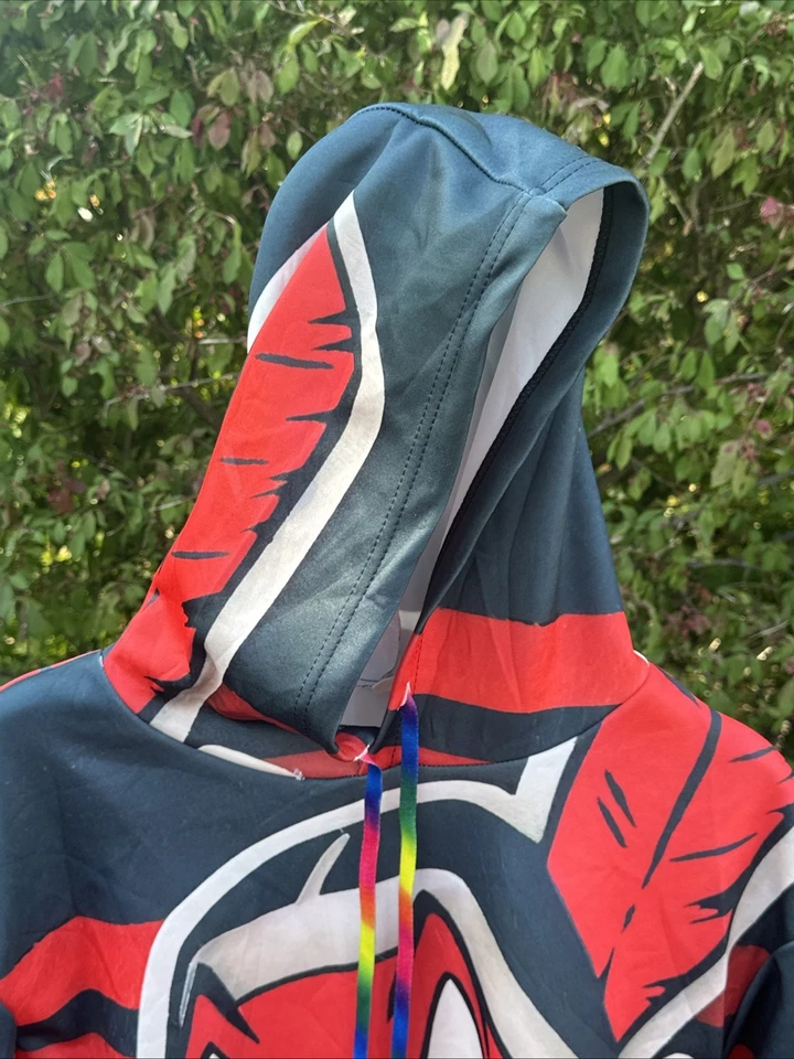 Vintage Cleveland Indians Chief Wahoo Big Logo All Over Print Hoodie XXL 2XL - Image 3 of 4