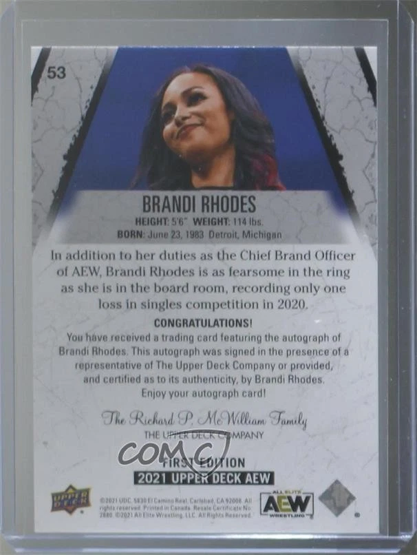 2021 Upper Deck AEW All Elite Wrestling Pyro /25 Eden Stiles Brandi Rhodes Auto - Image 2 of 2