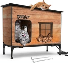 Heated Outdoor Cat House Waterproof Insulated Shelter Dual Exit Safe Design New