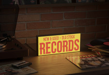 Lampada Insegna Luminosa USB C LED Targa Lightbox RECORDS Negozio Dischi Vinili
