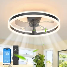 Ceiling Fans with Lights,19.7" Flush Mount Ceiling Fan with Light and Remote,Rev