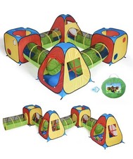 UTEX 8 in 1 Pop Up Children Play Tent House with 4 Tunnel, 4 Tents for Boys, Gir