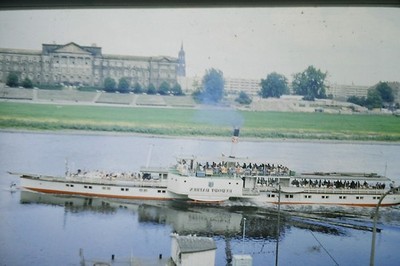 80s  color slide Berlin DDR  East Germany ship excursion pleasure boat
