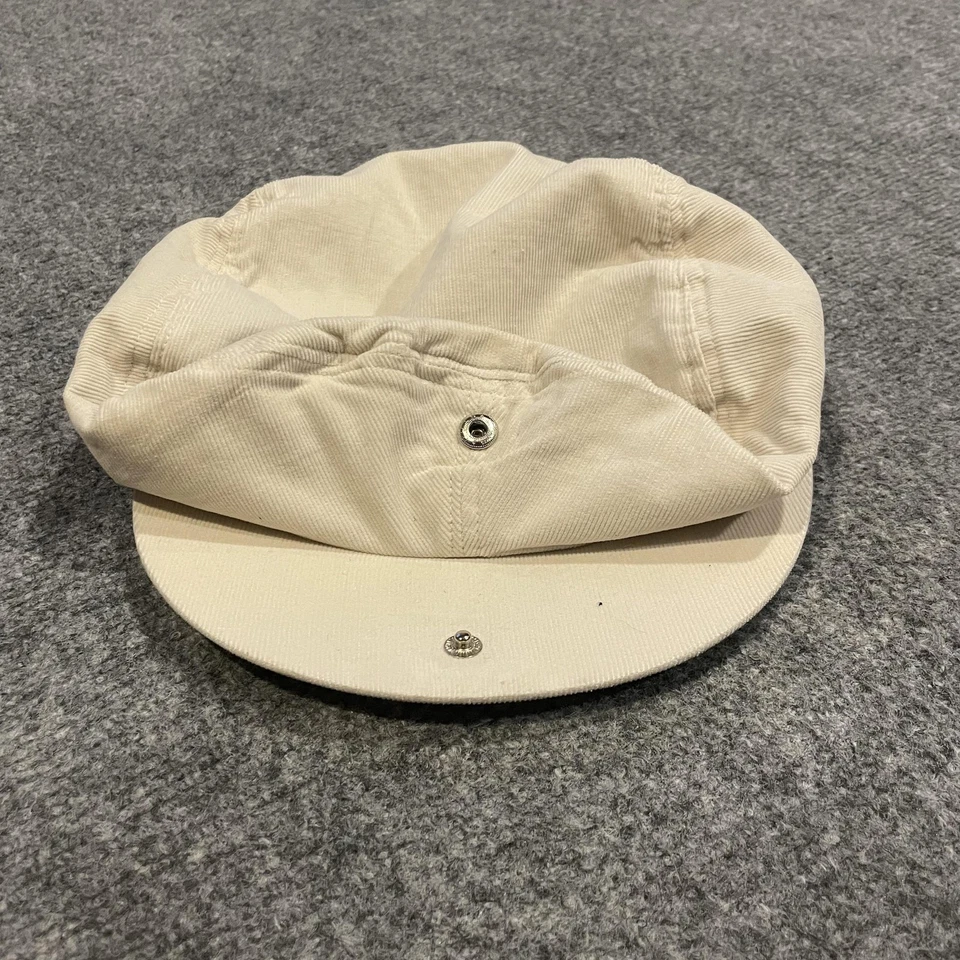 DE COLECCIÓN Y2K Antiguo Azul Marino Mujeres Newsboy Cabbie Sombrero L/XL Beige Pana Azul Mariposa Foto 4 de 4