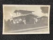 Beautiful House Home With River Rock Antique Snapshot Photo