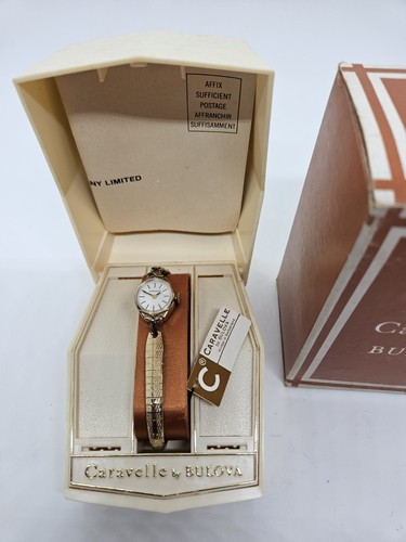 NOS Vintage Bulova Caravelle Or G.F.Femmes Mécanique Watch W / Boîte & Tags ,Etc - Photo 18 sur 19