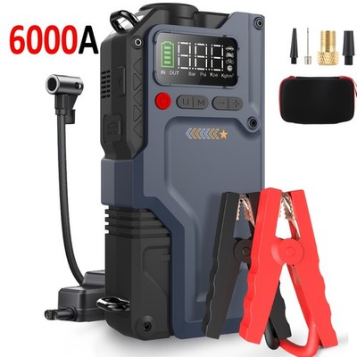Swarey 5in1 6000A Starthilfe mit 150PSI Luftkompressor 8.5L Benzin/7L Diesel