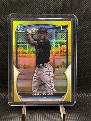 2023 BOWMAN CHROME YOFFRY SOLANO 1st Bowman Yellow Refractor /75 Marlins