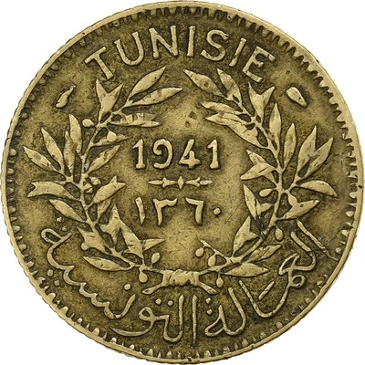 [#198949] Tunesien, Anonymous, Franc, 1941, Paris, Aluminum-Bronze, SS, Lecompte - Bild 1 von 2