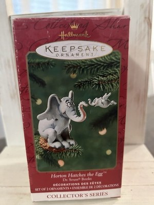 2001 Hallmark Keepsake 2 Pc. Ornament Dr. Seuss  Horton Hatches The Egg Ornament
