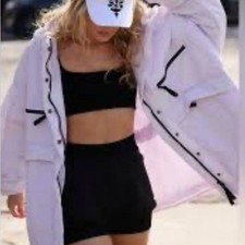 Free People Movement Light OverSized Lavender Jacket Black Accents XS/S