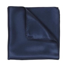Navy Blue Silk Pocket Square 13.7x13.7in Soft Handkerchief for Suit Wedding Gift