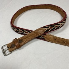 Vintage Moroccan Woven Leather Belt Southwestern Pattern Size 31