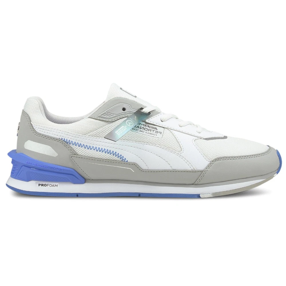 PUMA Mercedes Amg Petronas F1 X Low Racer Lace Up Mens Grey, White Sneakers Cas