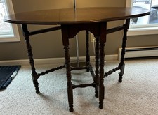 Antique English Oak Barley Twist Gateleg Drop-Leaf Dining Table — listing 3