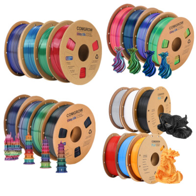 Comgrow Tri-Colors Silk PLA 3D Printer 1.75mm Filament Accuracy +/- 0.02 mm