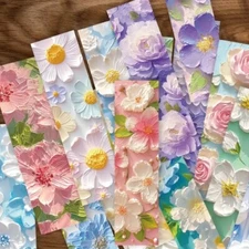 30 PC Bookmark Set Floral Oil Painting Art 1.5" x 6" New Free Ship 199