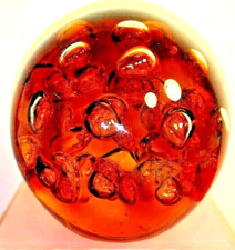 THREE HANDS DECORATIVE SOLD GLASS BROWN BUBBLE ORB SCULPTURE PAPERWEIGHT DECOR-U