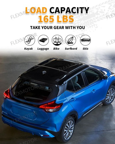220lbs Roof Rack Cross Bar For Nissan Kicks 2016-2024 Luggage Carrier Bars Black - Picture 5 of 20