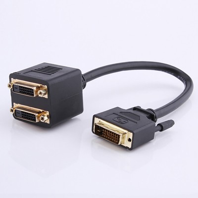 DVI-D Male to 2x DVI-D Female Video Adapter Y Splitter Cable PC Laptop Monitor