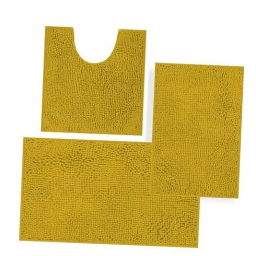 Bathroom Rugs Sets 3 Piece,Bath Mats for Bathroom Non Slip, Thick Yellow
