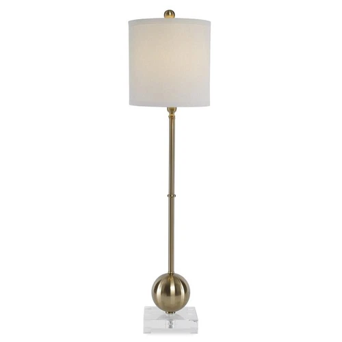Uttermost Laton Metal and Crystal Buffet Lamp in Brushed Brass/Off White - Picture 3 of 9