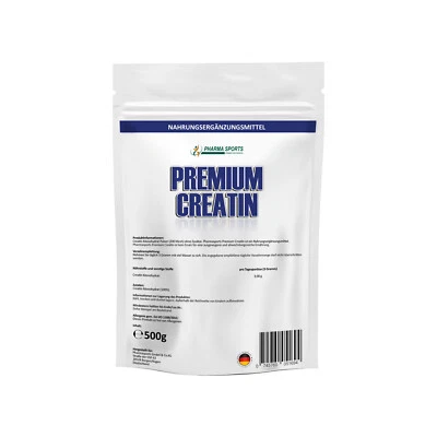 PHARMASPORTS 500g Premium Creatin Monohydrat Pulver - Ohne Zusätze - 100% Rein - Mesh 200