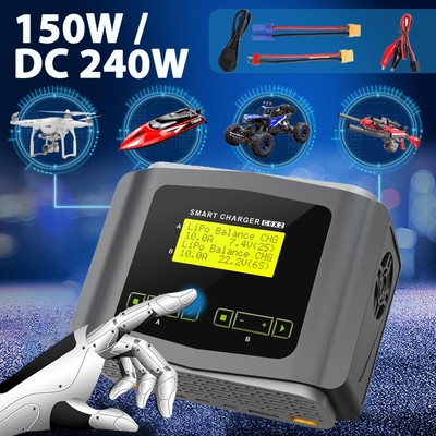 C6X2 DUO RC Akku Balance Ladegerät DC 240W für LiPo LiHV LiFe Lilon NiCd NiMh DE