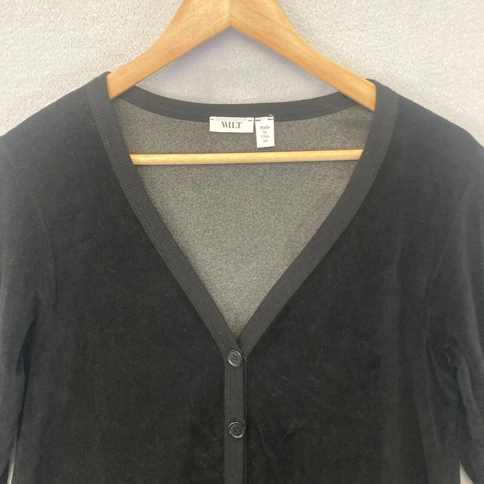 WILT громоздкий бархат кардиган свитер черный женщин XS бархат сделано в США коробка - Изображение 3 из 4