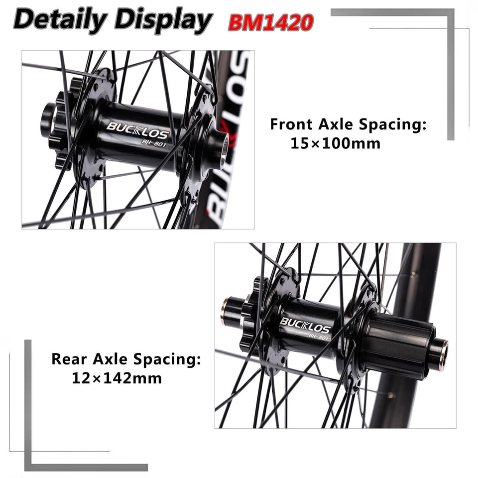 BUCKLOS 27.5/29" MTB Wheelset Disc Aluminum Mountain Bike Wheels Boost/Thru Axle - Image 2 of 4