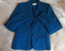 Womens Blue Career Jacket Blazer Padded Shoulders Size Small