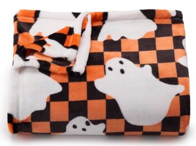 Halloween CHECKERBOARD GHOST 5x6 ft Oversized THROW BLANKET The Big One NEW!