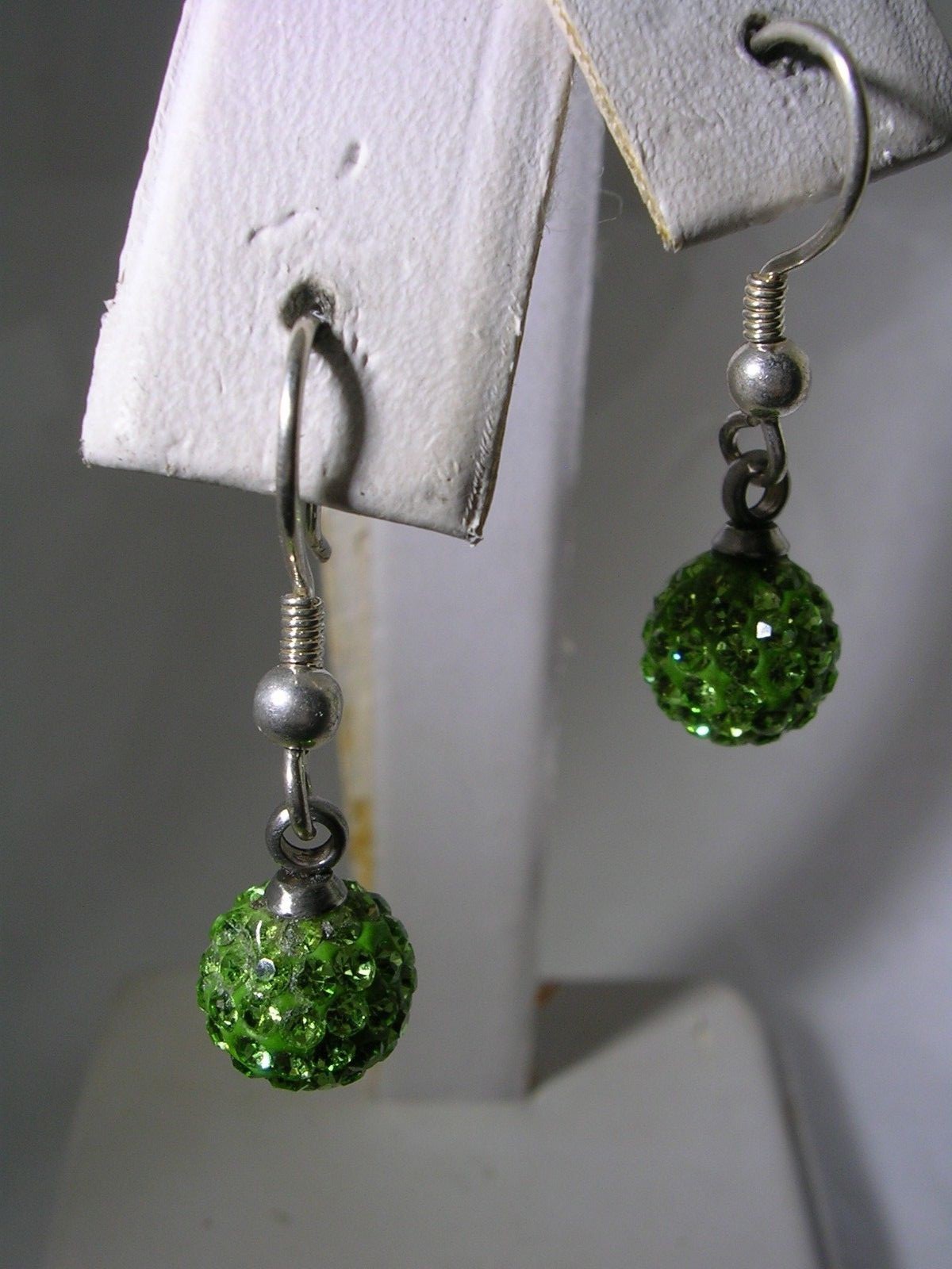 PERIDOT GREEN CRYSTAL HANGING BALL EARRINGS 8MM IN STERLING SILVER eBay