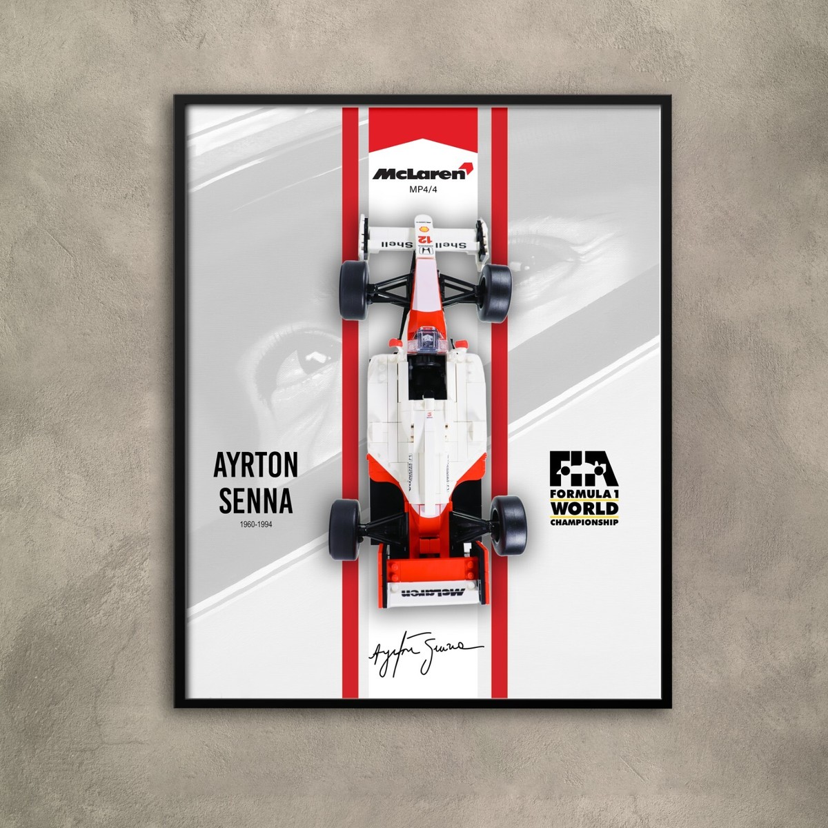 Wall Poster for F1 McLaren MP4/4 Ayrton Senna Race Lego Icons