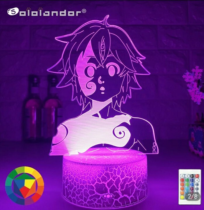 Lampe veilleuse Meliodas pour chasser l'obscurité avec les 16 couleurs Seven Deadly Sins