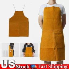 Leather Welder Apron Heavy Duty Flame Retardant Welding Work Protective Apron US