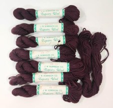 Set of 8 Skeins JW ROBINSON Needlepoint TAPESTRY WOOL YARN 40 yds ea Burgundy