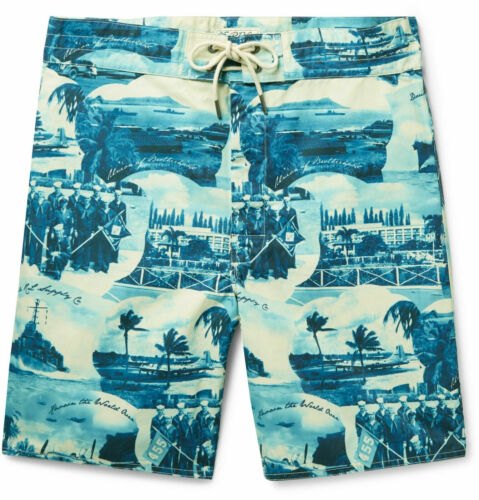 $265 Double Ralph Lauren RRL Hawaiian Vintage Military Swim Trunks Board Shorts - Picture 1 of 5