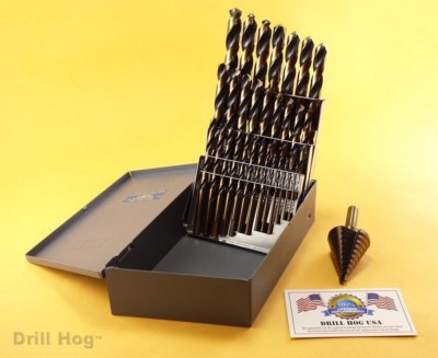 Drill Hog USA 29 Pc HI-Molybdenum Drill Bit Set M7 Step Drill Lifetime Warranty