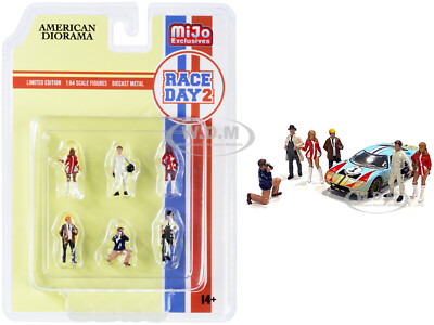 ''RACE DAY 2'' 6 PC DIECAST FIGURINE SET FOR 1/64 MODELS BY AMERICAN DIORAMA 76472